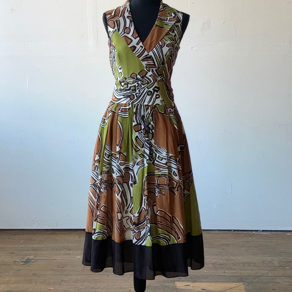 Stylish Brown and Green Midi Dress
